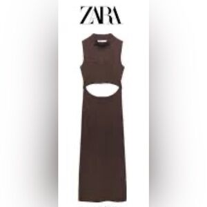 Zara Brown Cut-Out Maxi Dress